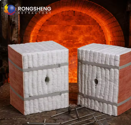 Blocco pieghevole in fibra ceramica refrattaria 1260C 1430C Modulo ceramico di silicato di allumina per forni ad alta temperatura