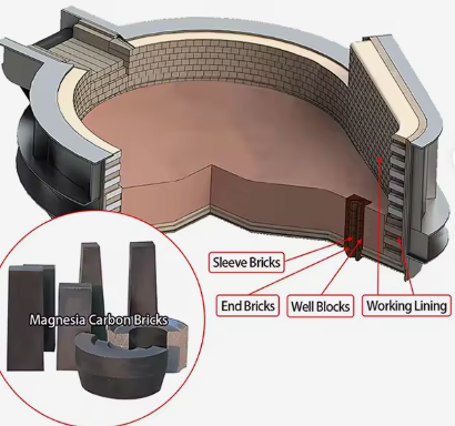 Mattone in Magnesia-Carbonio Rongsheng per Alte Temperature 1800°C per Forni EAF e Convertitori