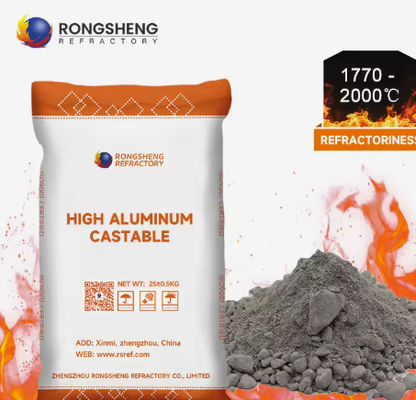 Alta resistenza all'erosione 65% 75% Al2o3 Basso contenuto di cemento Castabile Alumina alta rivestimento refrattario per forno ad arco elettrico