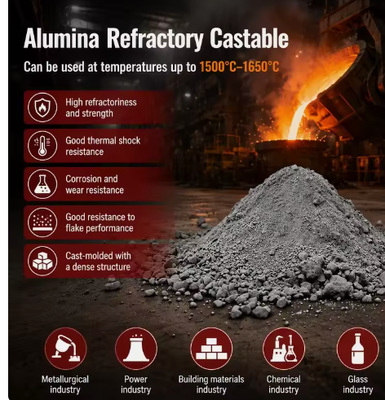 Refrattario Monolitico ad Alta Allumina ad Alta Resistenza per Forni Industriali, Forni e Acciaierie